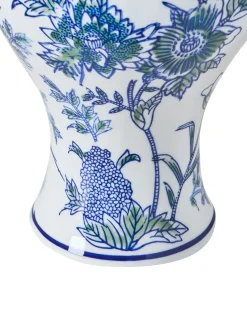 Sale Beliani Vaso da fiori BERGA Porcellana 36 cm Bianco/Blu Bianco Blu