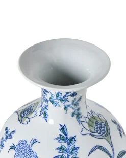 Sale Beliani Vaso da fiori BERGA Porcellana 36 cm Bianco/Blu Bianco Blu