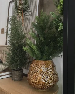 Outlet Beliani Vaso da fiori BETTA Gres porcellanato 22 cm Marrone