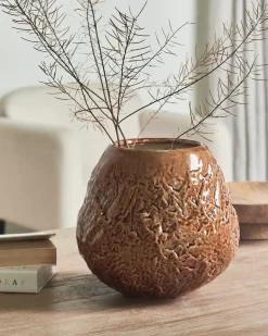 Outlet Beliani Vaso da fiori BETTA Gres porcellanato 22 cm Marrone