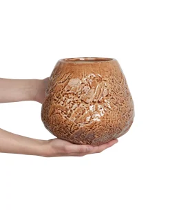 Outlet Beliani Vaso da fiori BETTA Gres porcellanato 22 cm Marrone
