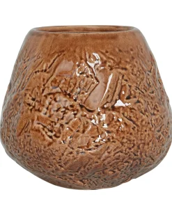 Outlet Beliani Vaso da fiori BETTA Gres porcellanato 22 cm Marrone