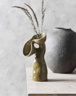 Discount Beliani Vaso da fiori CALAMUS Gres porcellanato 28 cm Verde
