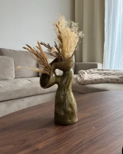 Discount Beliani Vaso da fiori CALAMUS Gres porcellanato 28 cm Verde