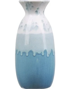 Hot Beliani Vaso da fiori CHALCIS Gres porcellanato 25 cm Blu Bianco Bianco