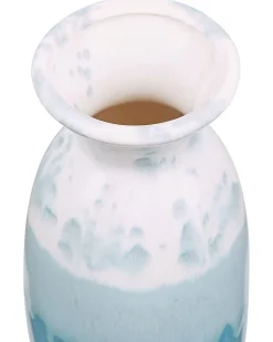 Hot Beliani Vaso da fiori CHALCIS Gres porcellanato 25 cm Blu Bianco Bianco
