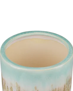Beliani Vaso da fiori CYME Gres porcellanato 15 cm Verde menta Bianco Multicolore Oro Verde