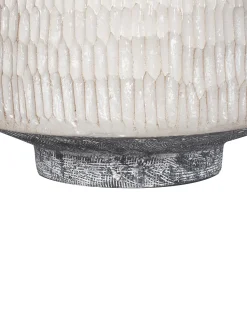 Outlet Beliani Vaso da fiori DEKSATI Ceramica 32 cm Beige Beige Grigio