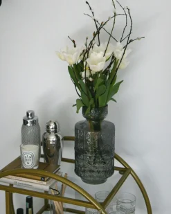 Outlet Beliani Vaso da fiori DIKELLA Vetro 33 cm Grigio