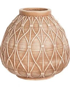 Online Beliani Vaso da fiori DOMOKOS Ceramica 38 cm Marrone chiaro Beige Marrone
