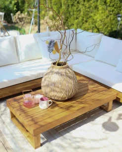 Online Beliani Vaso da fiori DOMOKOS Ceramica 38 cm Marrone chiaro Beige Marrone