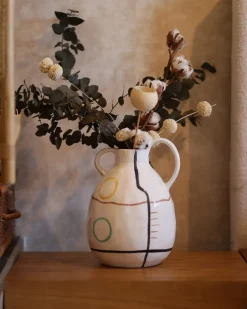 Sale Beliani Vaso da fiori DORY Gres porcellanato 28 cm Bianco Bianco Multicolore