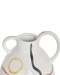 Sale Beliani Vaso da fiori DORY Gres porcellanato 28 cm Bianco Bianco Multicolore