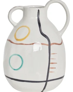 Sale Beliani Vaso da fiori DORY Gres porcellanato 28 cm Bianco Bianco Multicolore