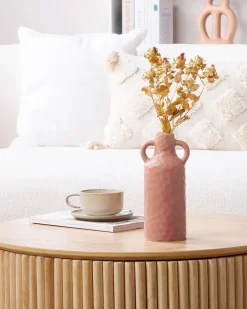 Clearance Beliani Vaso da fiori DRAMA Ceramica 24 cm pastello Rosa