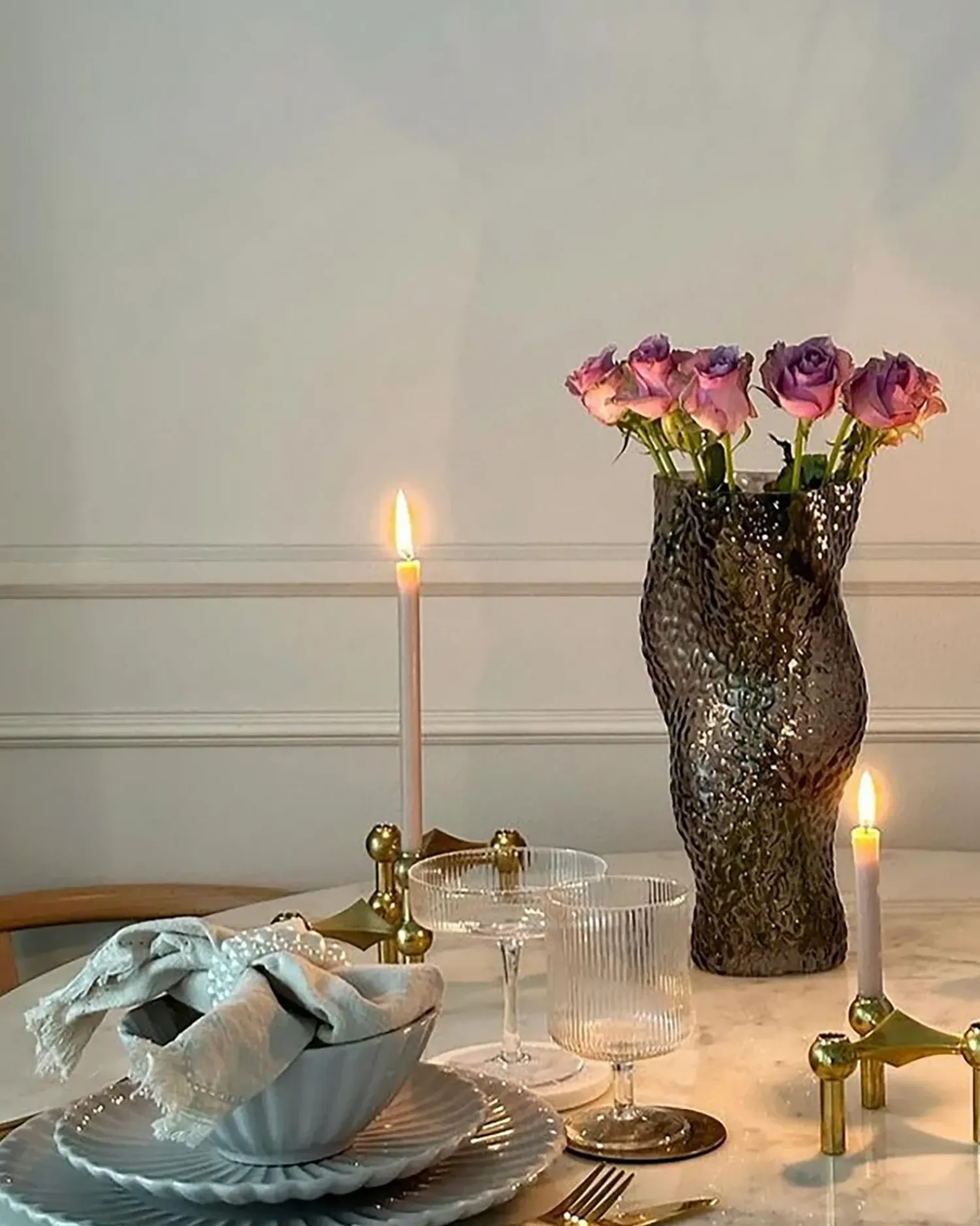 Online Beliani Vaso da fiori DYTIKO Vetro 31 cm Grigio