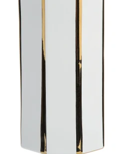 Outlet Beliani Vaso da fiori ESTELLA Ceramica 40 cm Bianco Bianco Oro