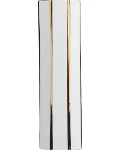Outlet Beliani Vaso da fiori ESTELLA Ceramica 40 cm Bianco Bianco Oro