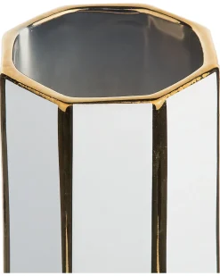 Outlet Beliani Vaso da fiori ESTELLA Ceramica 40 cm Bianco Bianco Oro