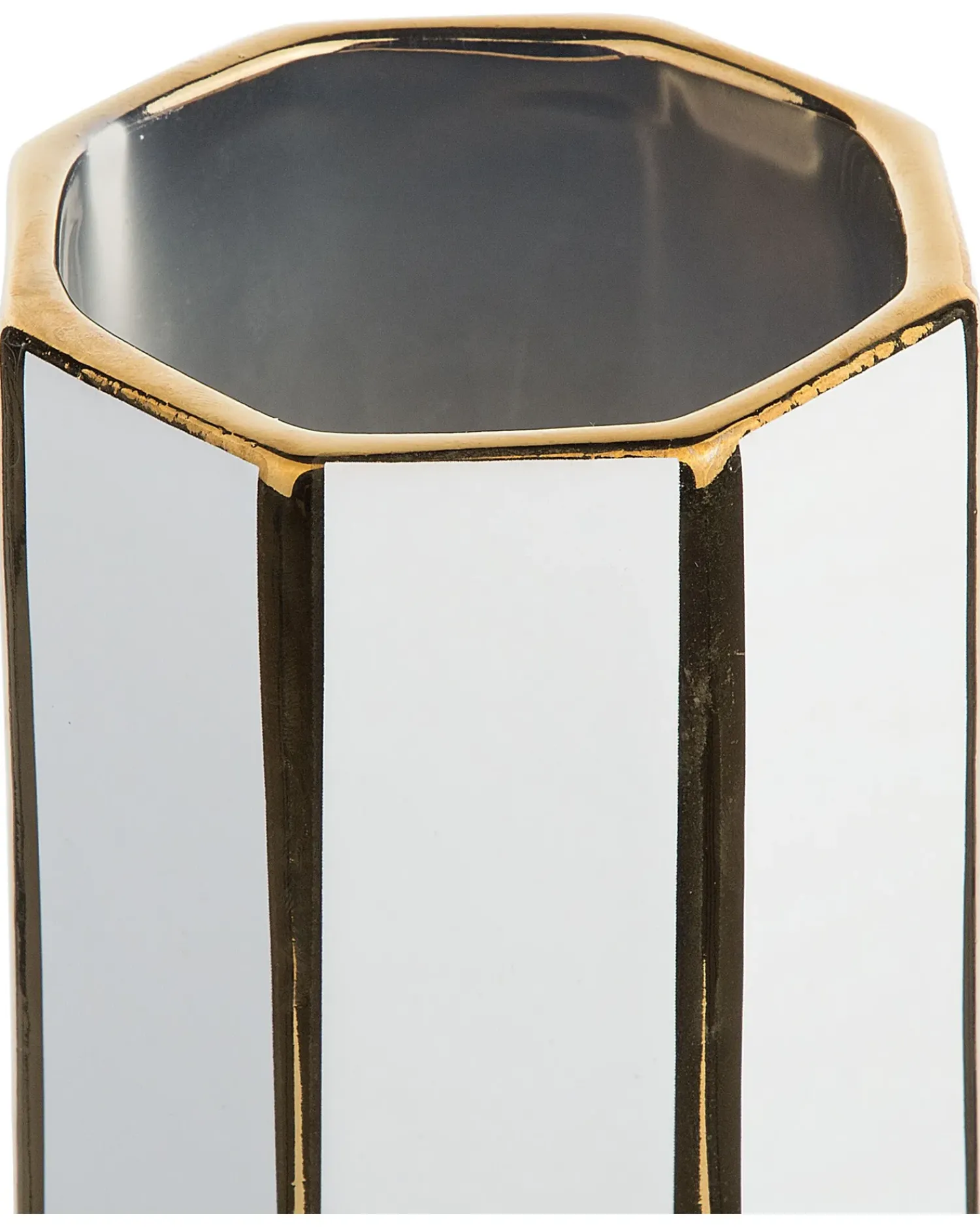 Outlet Beliani Vaso da fiori ESTELLA Ceramica 40 cm Bianco Bianco Oro