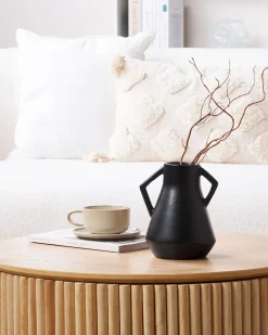 Clearance Beliani Vaso da fiori FERMI Ceramica 20 cm Nero