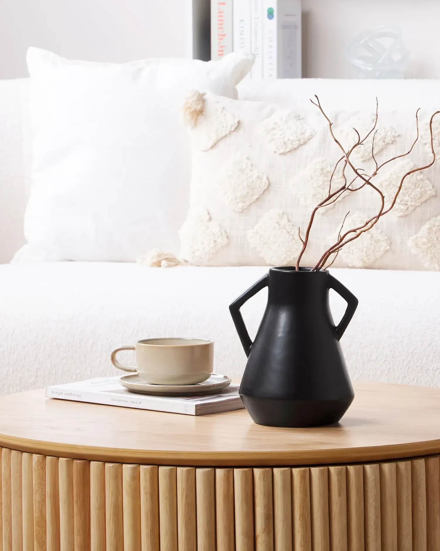 Clearance Beliani Vaso da fiori FERMI Ceramica 20 cm Nero