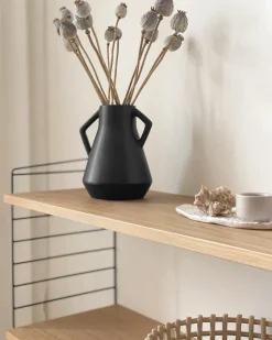 Clearance Beliani Vaso da fiori FERMI Ceramica 20 cm Nero