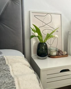 Online Beliani Vaso da fiori FYSKA Vetro 18 cm Grigio scuro Trasparente Grigio