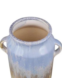 Outlet Beliani Vaso da fiori GERRHA Gres porcellanato 25 cm Azzurro Bianco Oro Blu