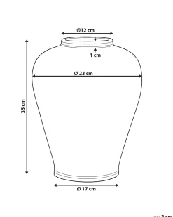 New Beliani Vaso da fiori GIRONA Porcellana 35 cm Bianco/Blu Bianco Blu