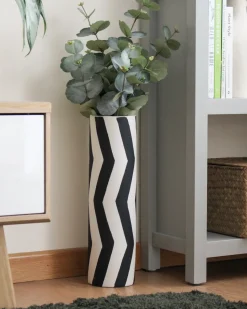 Sale Beliani Vaso da fiori GOBY Gres porcellanato 40 cm Bianco Bianco Nero