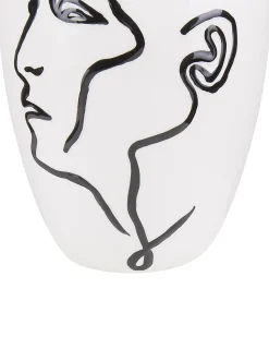 New Beliani Vaso da fiori HELIKE Gres porcellanato 23 cm Bianco Bianco Nero