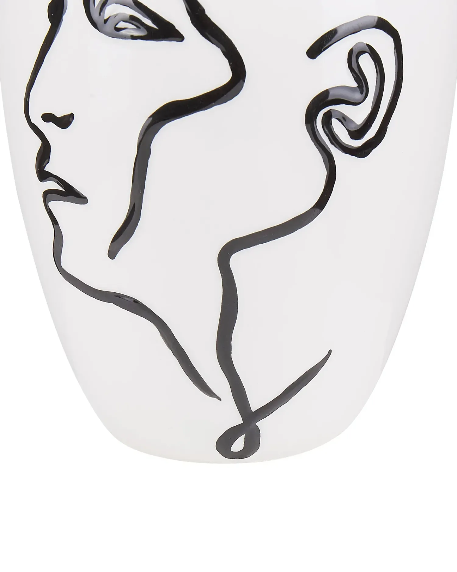 New Beliani Vaso da fiori HELIKE Gres porcellanato 23 cm Bianco Bianco Nero