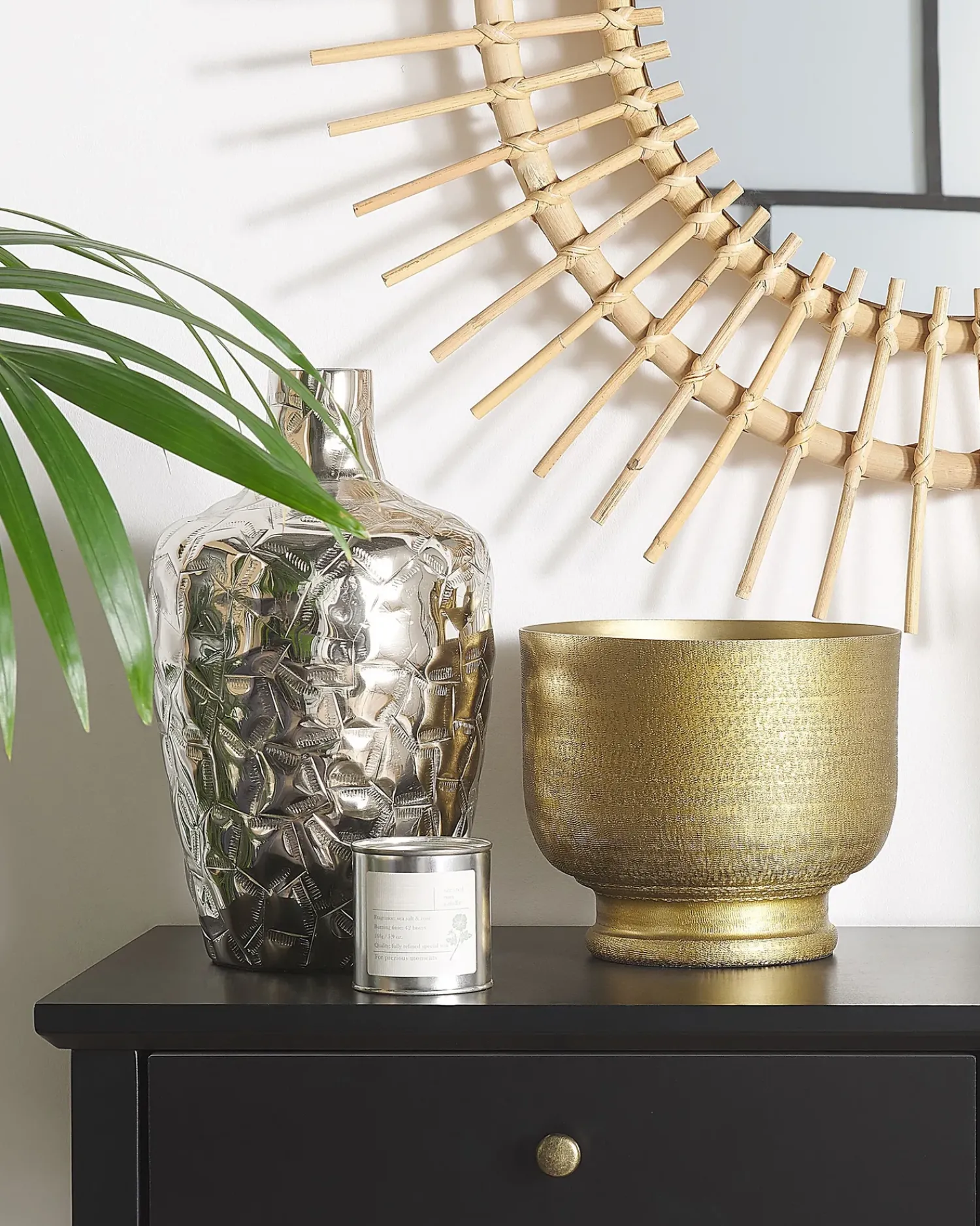 Beliani Vaso da fiori INSHAS Metallo 33 cm Argento