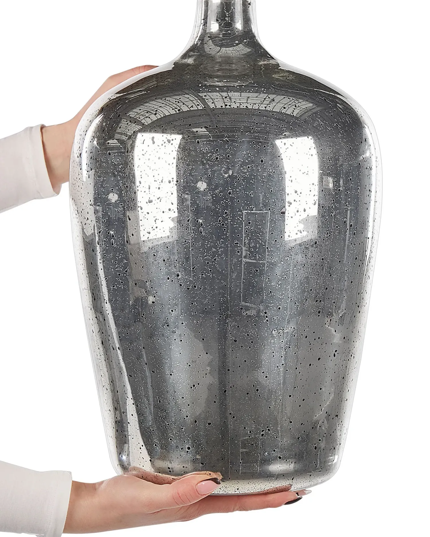 Online Beliani Vaso da fiori KACHORI Vetro 40 cm Argento Argento Nero