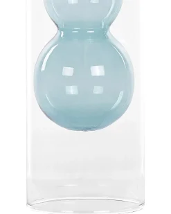 New Beliani Vaso da fiori KALOCHI Vetro 27 cm Turchese Trasparente Blu
