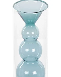 New Beliani Vaso da fiori KALOCHI Vetro 27 cm Turchese Trasparente Blu