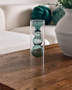 New Beliani Vaso da fiori KALOCHI Vetro 27 cm Turchese Trasparente Blu