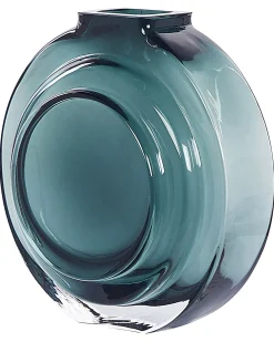 Beliani Vaso da fiori KAPELI Vetro 15 cm Turchese Trasparente Verde