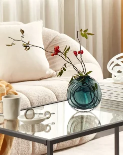 Beliani Vaso da fiori KAPELI Vetro 15 cm Turchese Trasparente Verde