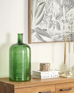 Best Beliani Vaso da fiori KORMA Vetro 45 cm smeraldo Verde