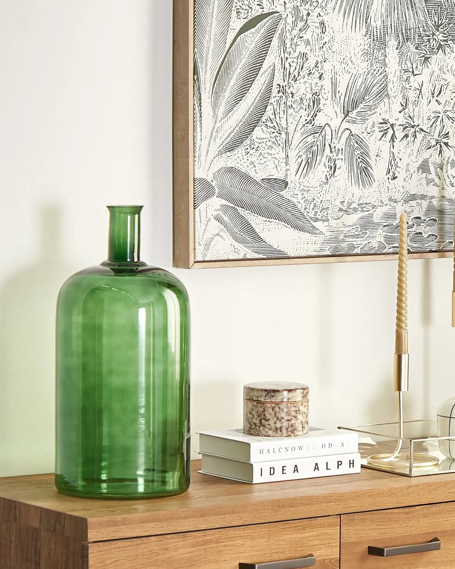 Best Beliani Vaso da fiori KORMA Vetro 45 cm smeraldo Verde
