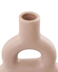 New Beliani Vaso da fiori KOZANI Ceramica 28 cm sabbia Beige