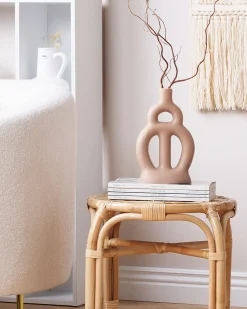 New Beliani Vaso da fiori KOZANI Ceramica 28 cm sabbia Beige