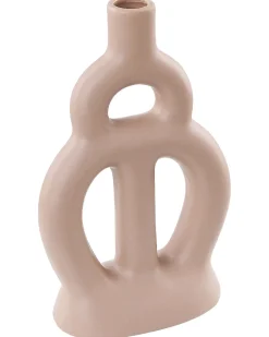 New Beliani Vaso da fiori KOZANI Ceramica 28 cm sabbia Beige