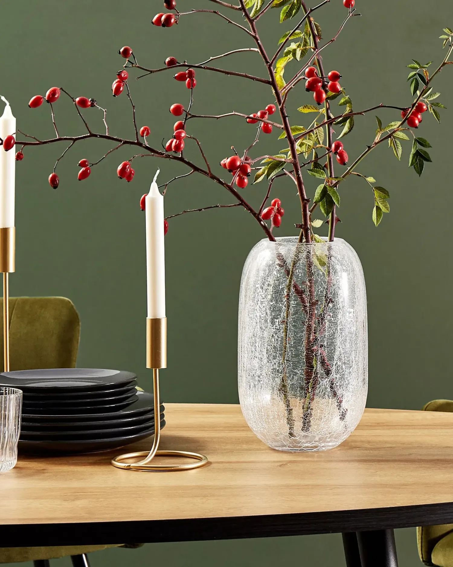 Beliani Vaso da fiori KYRAKALI Vetro 28 cm Trasparente