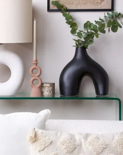 New Beliani Vaso da fiori LAMIA Ceramica 30 cm Nero
