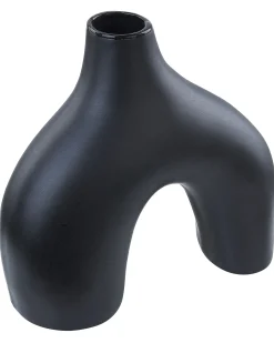 New Beliani Vaso da fiori LAMIA Ceramica 30 cm Nero
