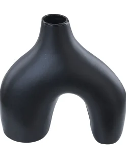 New Beliani Vaso da fiori LAMIA Ceramica 30 cm Nero