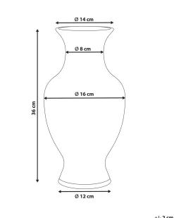 Hot Beliani Vaso da fiori LLANES Porcellana 36 cm Bianco/Blu Bianco Blu